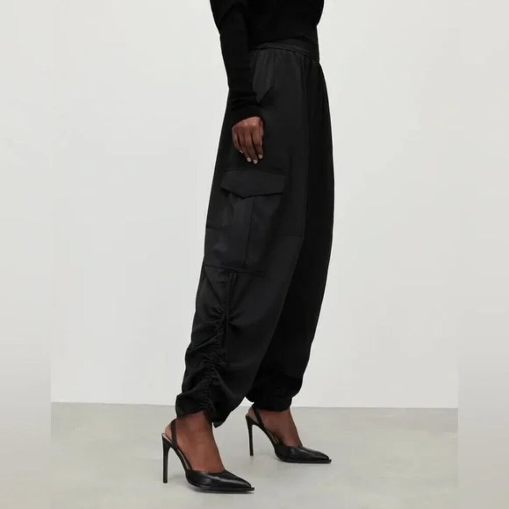 ALL SAINTS Kaye Ruched Tencel Trousers—NWT, Multiple Sizes